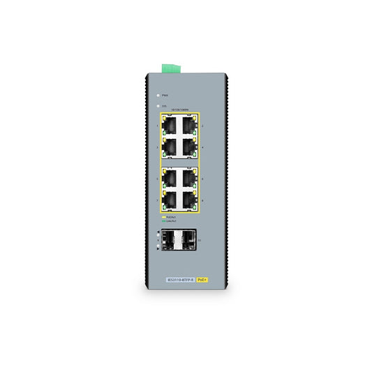 IES3110-8TFP-R, 8-Port Gigabit Ethernet L2+ Managed Industrial PoE+ Switch, 8 x PoE+ Ports @240W, with 2 x 1Gb SFP, Wide-Temp
